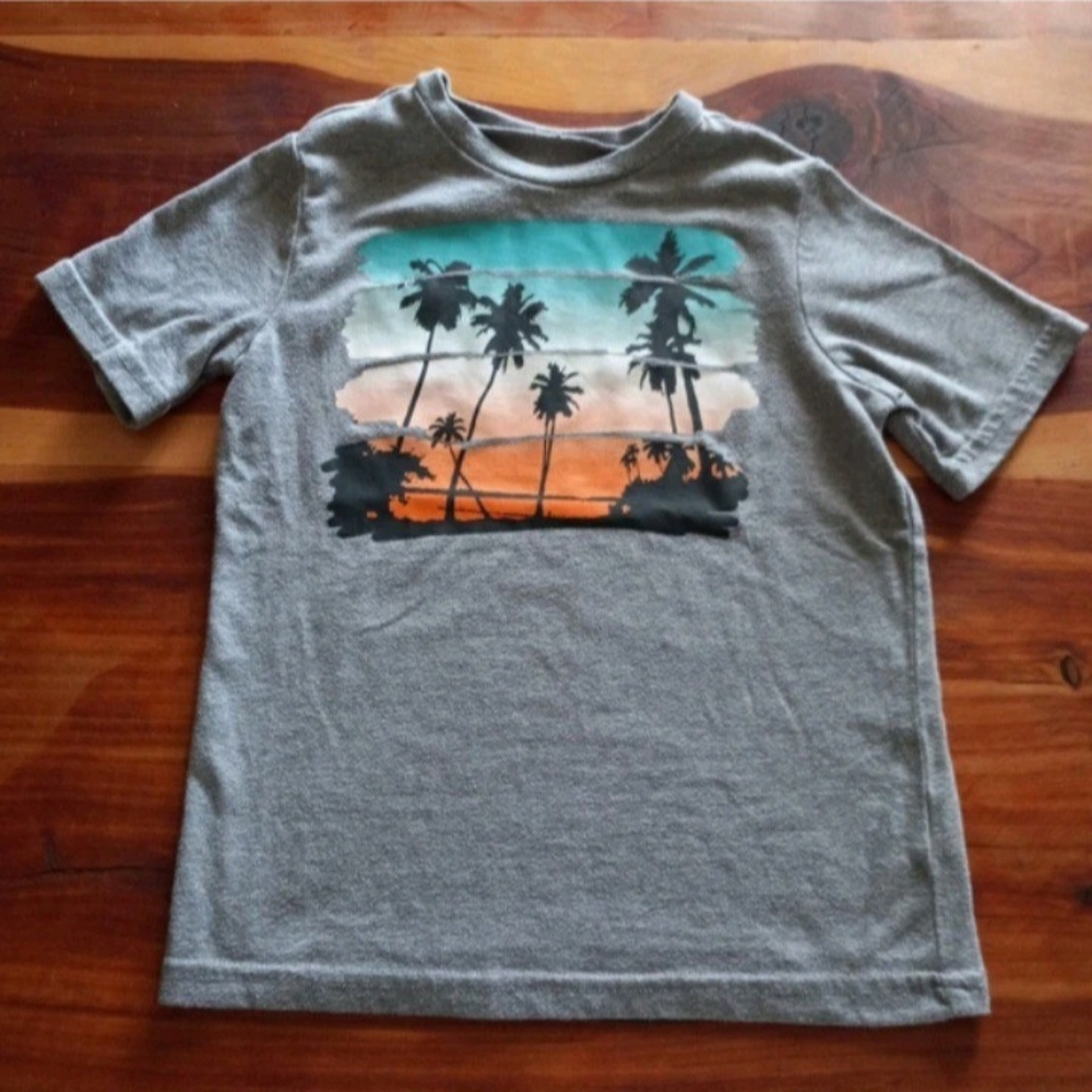 365Kids Garanimals Gray Sunset Palm Tree Short Sleeve Graphic Tee Boys 7